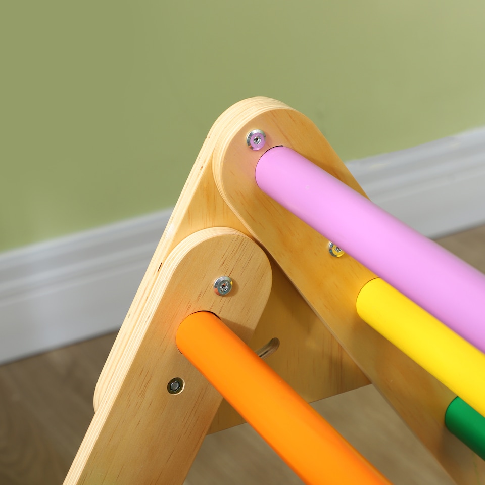image 1 of AIYAPLAY Toddler Climbing Frame, Wooden Indoor Play Triangle Set