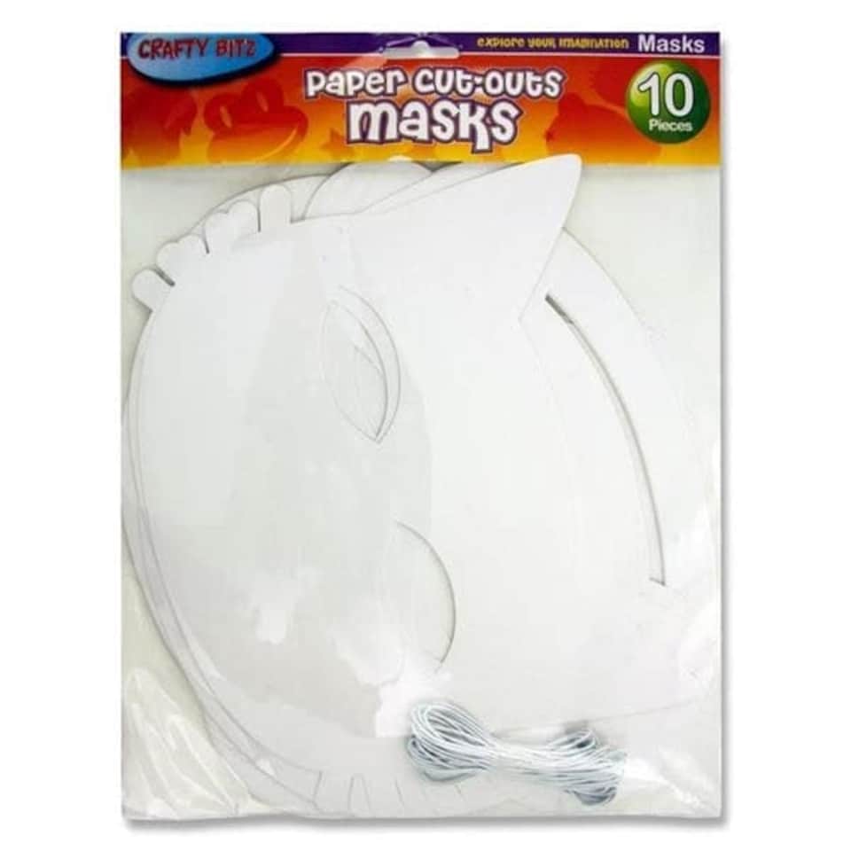 Pack of 10 Paper Cutouts Animal Faces Masks by Crafty Bitz