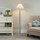 image 1 of ValueLights Bobbles Powder Blue Bobbin Floor Lamp with Green Trim Scallop Shade