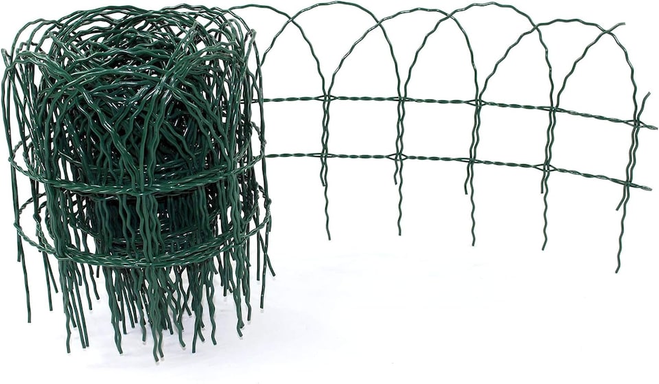 image 1 of Garden Border Fence Lawn Edging Green PVC Coated Wire Edge Fencing 10m (Height 250mm)