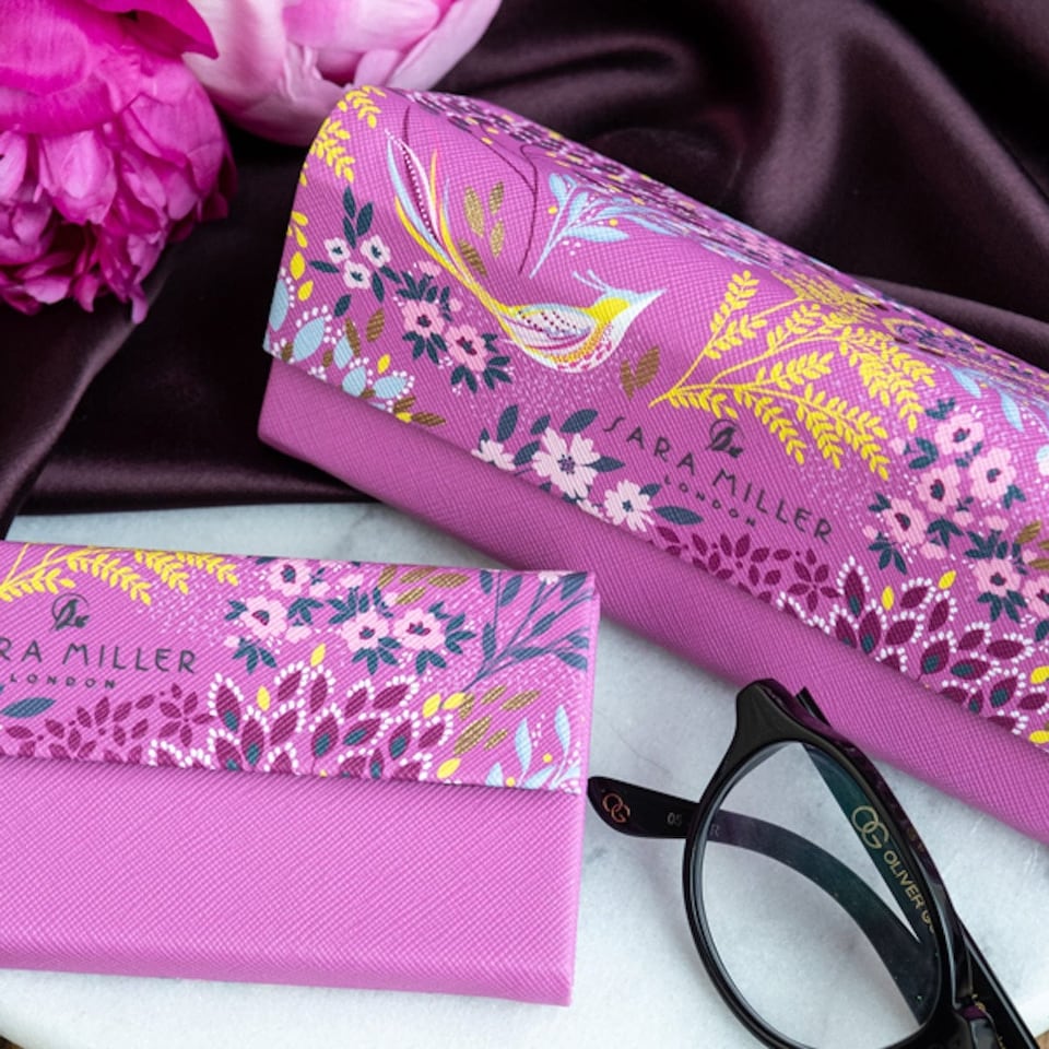 image 1 of Sara Miller Purple Floral Foldable Glasses Case