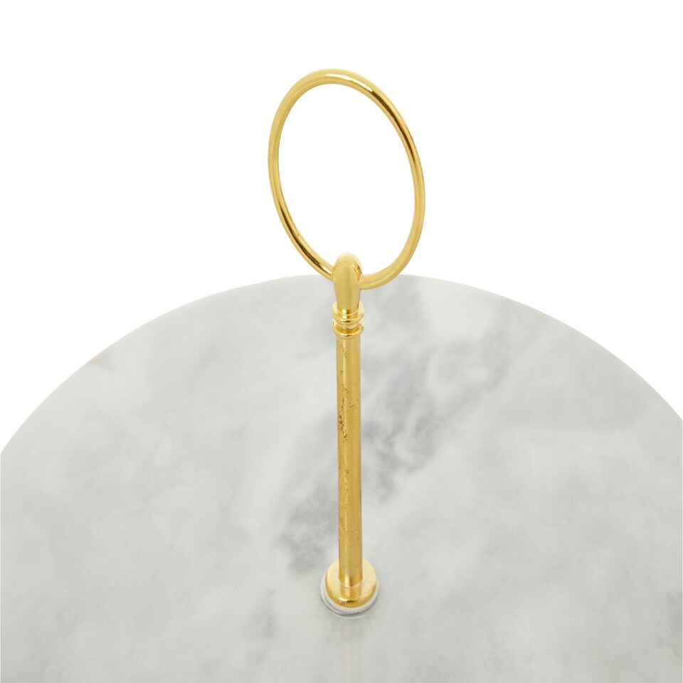 image 1 of Salerno Grey Marble Cake Stand With Gold Handle Grey