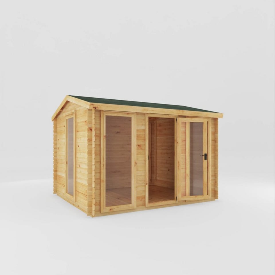 image 1 of 3.5 x 3 m Reverse Apex Log Cabin - 19 mm - Timber - L313.4 x W352.8 x H259.5 cm - Brown