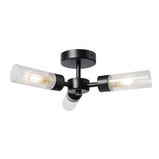 BHS Kier Semi Flush Bathroom Ceiling Light | Black | Black