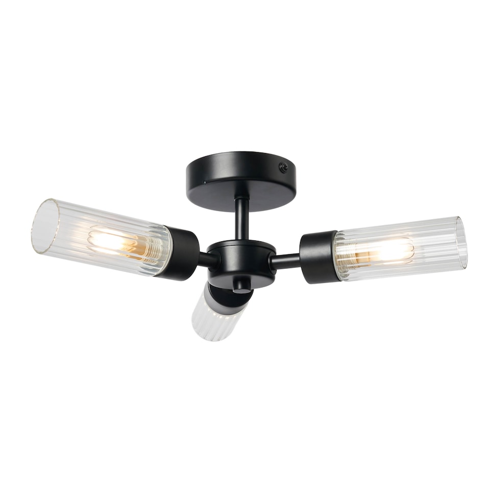 image 1 of BHS Kier Semi Flush Bathroom Ceiling Light | Black | Black