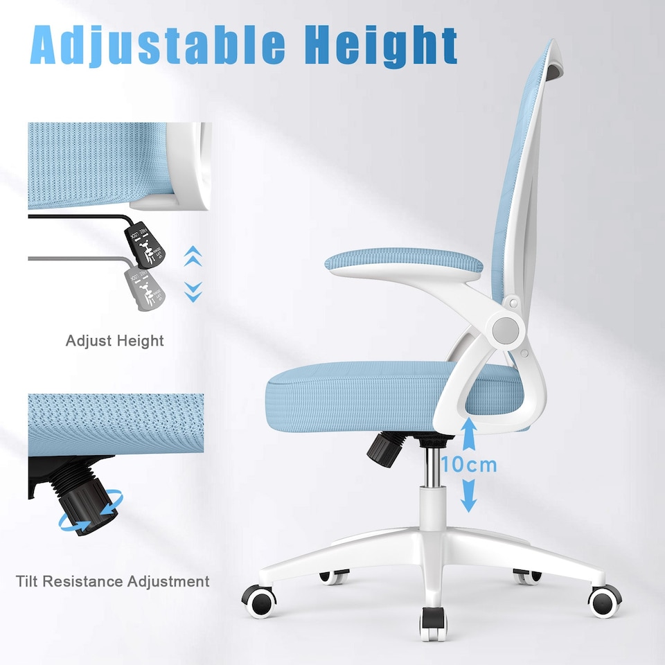 image 1 of Rattantree Ergonomic Office Chair with Flip Up Armrests & Lumbar Support