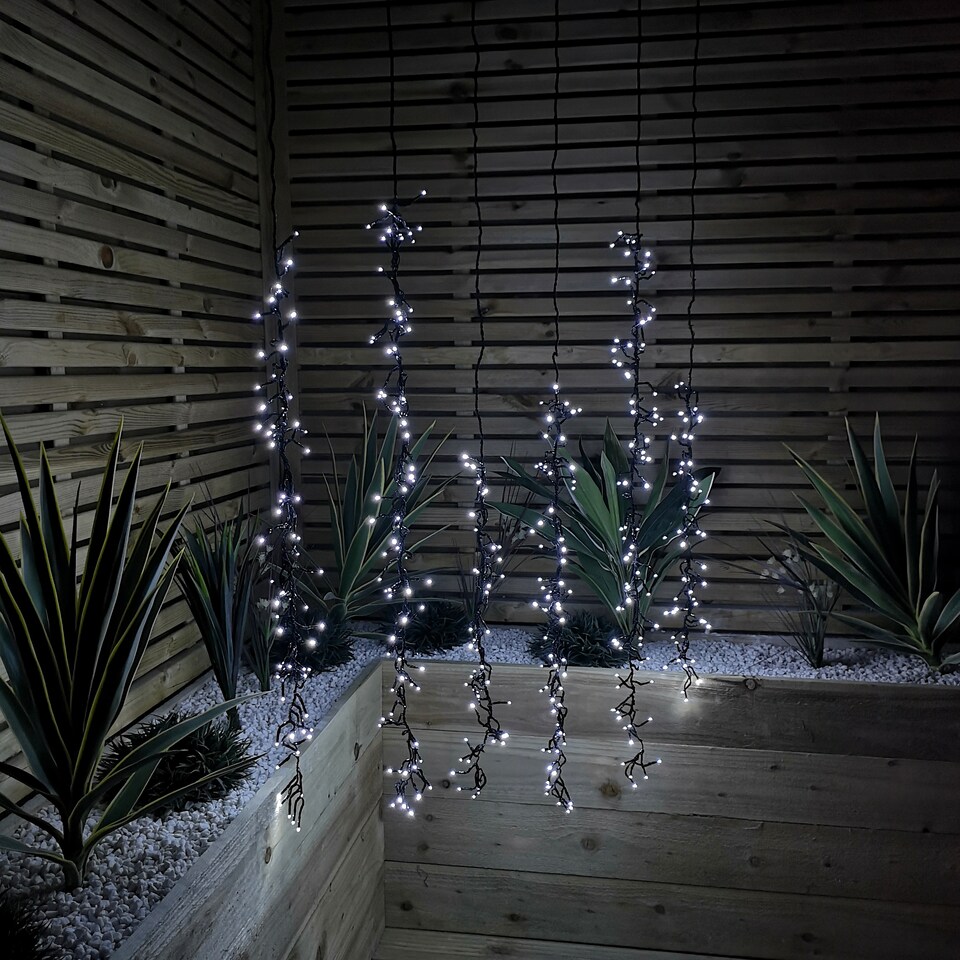 image 1 of Set of 6 Drop Tree Multi-Action Christmas ClusterBrights with 384 White LEDs