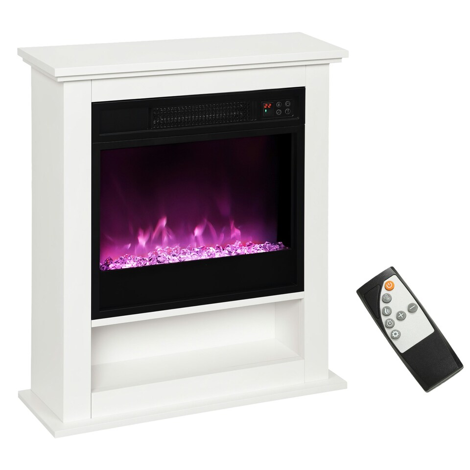 image 1 of HOMCOM 1800W White Electric Fire with Remote & Timer for Living Room