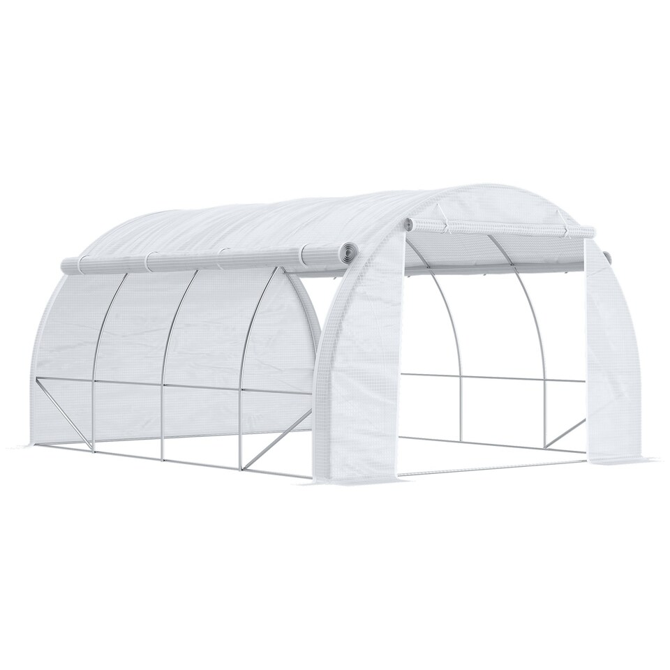 image 1 of Outsunny 4 x 3 x 2 m Polytunnel Greenhouse Pollytunnel Tent w/ Steel Frame White