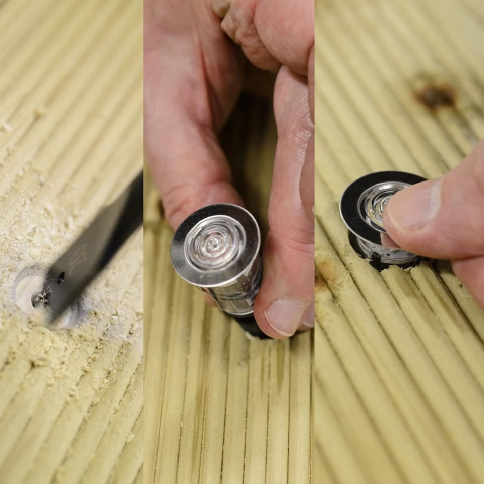 image 1 of Set of 30 - 30mm IP67 Warm White LED Decking Kit with Photocell | Chrome | Clear | 30