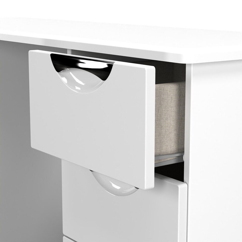 image 1 of Holborn 6 Drawer Kneehole Desk in White Gloss & White Matt (Ready Assembled) | White | White Gloss & White Matt