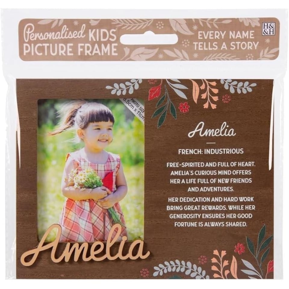 image 1 of History & Heraldry Pre-Personalised Kids Wooden Picture Frame - Amelia