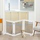 image 2 of PawHut Foldable Wooden Pet Gate w/ 3 Panels 2 Support Feet for Small Dogs White