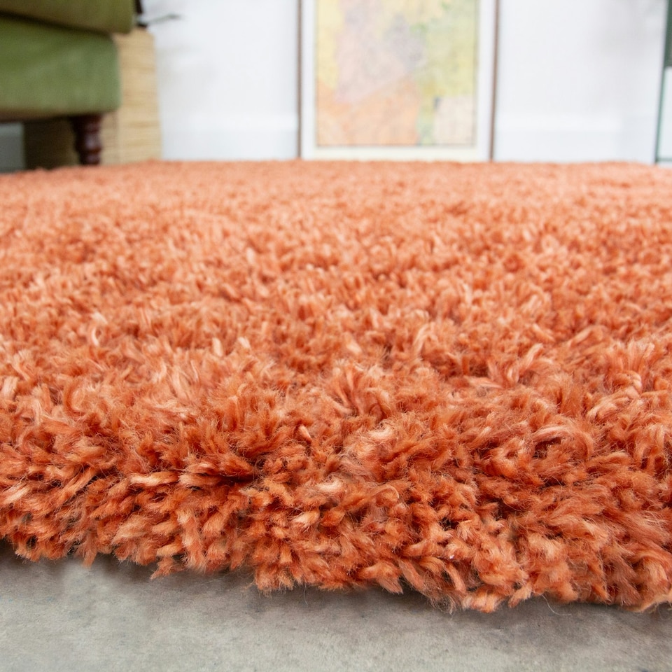 image 1 of KUKOON Terracotta Deep Pile Shaggy Living Room Area Rug 200cm x 290cm