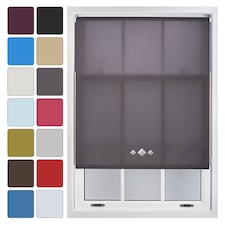 FURNISHED Daylight Roller Blinds with Triple Diamond Eyelet Cut to Size Sheer Fabric | Grey | Dark Grey | (W) 120cm x (L) 210cm