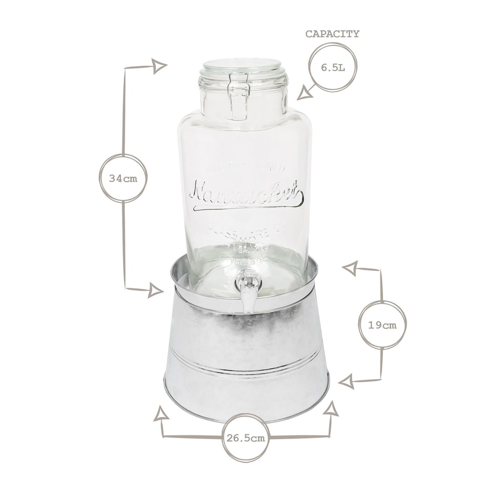 image 1 of Rink Drink Glass Drinks Dispenser with Tap & Silver Bucket Stand - 6.5L