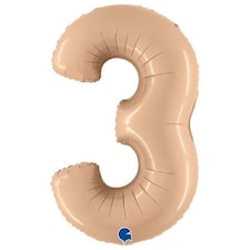 Satin Nude Number 3 Helium Foil Giant Balloon 102cm / 40 in