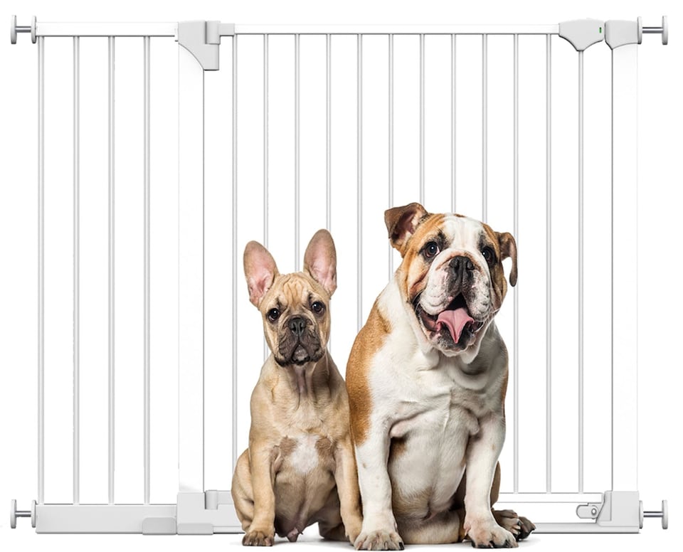 image 1 of Bettacare SafeStep Dog Gate, White, 124cm - 131cm, Extra Low Walkthough, 81cm Extra Wide Doorway, Extra Wide Pet Gate | White