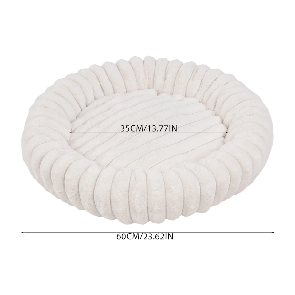 image 1 of Living and Home 6 Colour Soft Donut Pet Bed for Cats & Dogs,Warm & Cosy Retreat | White | White | M