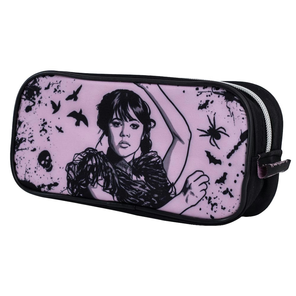 image 1 of Wednesday Darkness Pencil Case - Pink/Black - One Size