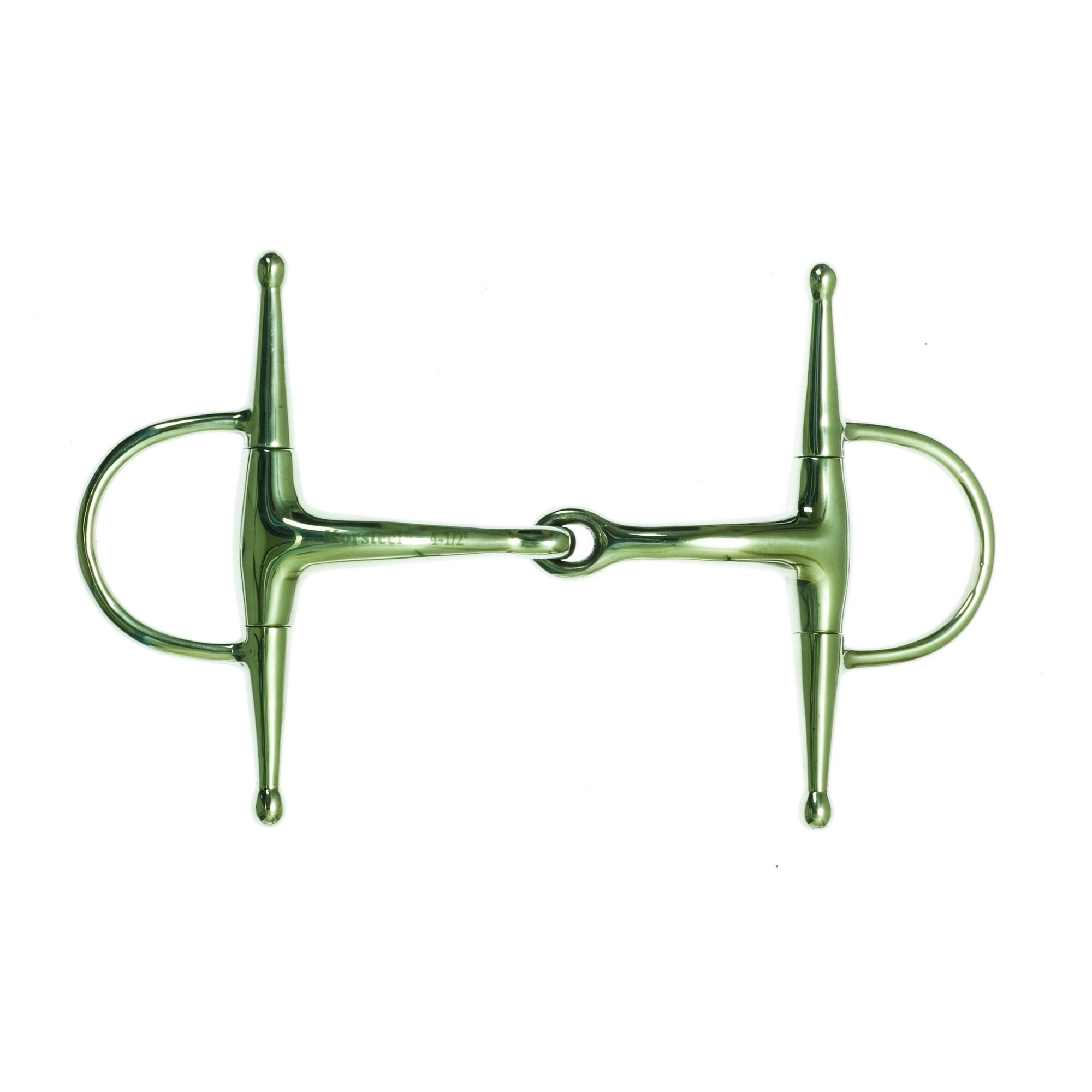 Korsteel Stainless Steel Jointed Full Cheek Snaffle Bit - Silver - 5.5in