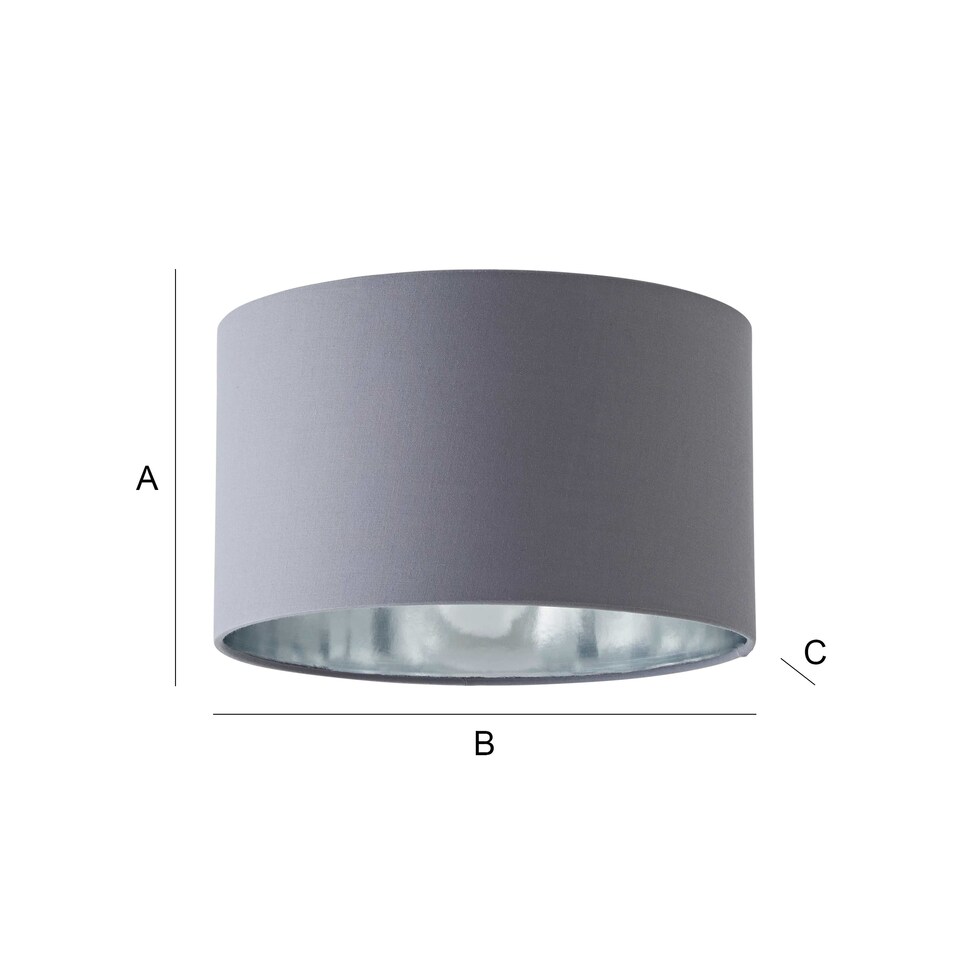 image 1 of ValueLights Reni Grey Fabric Chrome Inner Lamp Shade | Grey