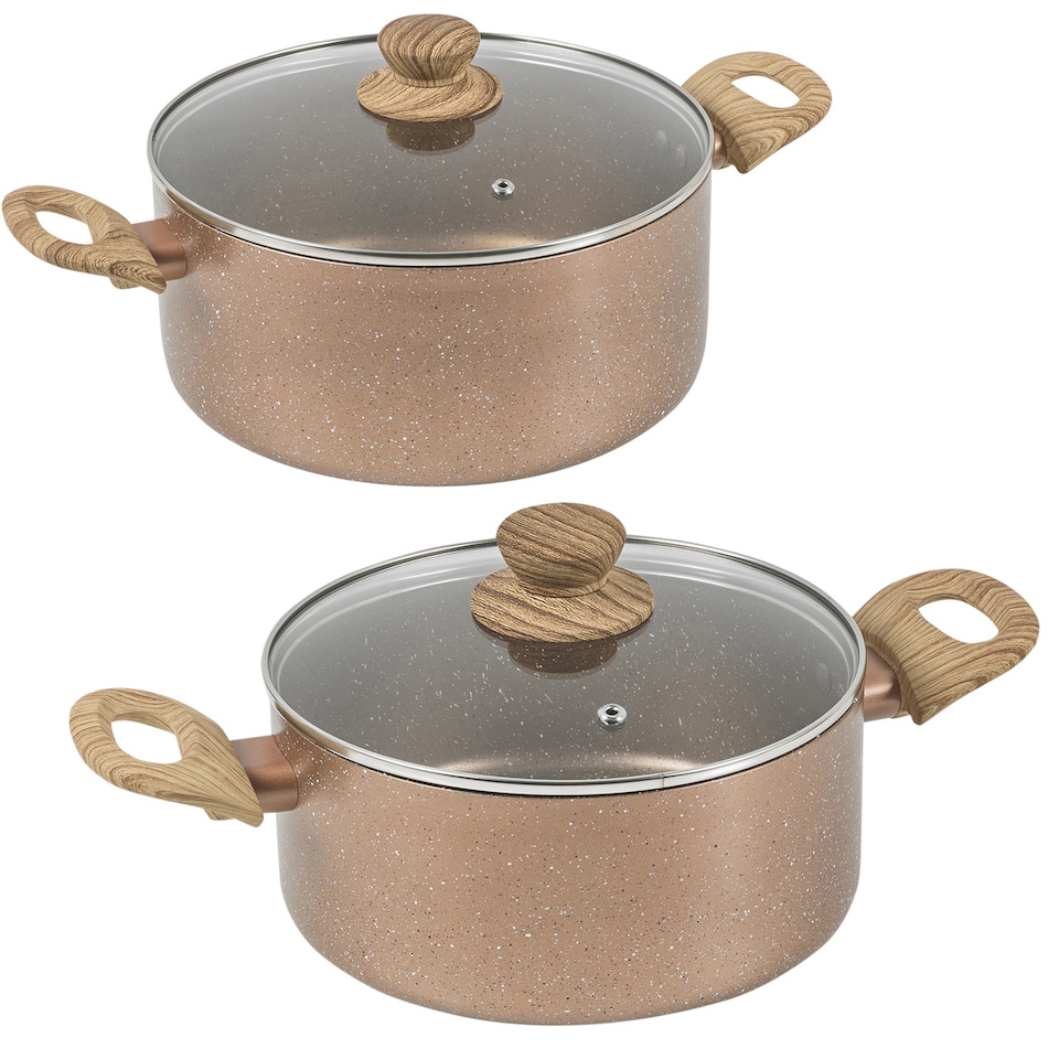 image 1 of 20cm + 24cm Rose Gold Induction Casserole Set
