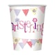 image 1 of Unique Party Paper Bunting Christening 270ml Disposable Cup - Pink - One Size