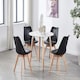 image 2 of 5PCs Dining Set - a White Round Dining Table & Set of 4 White Lorenzo Tulip chairs with Padded Seat | Black