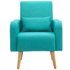 HOMCOM Upholstered Leisure Lounge Sofa, Accent Chair with Pillow, Teal
