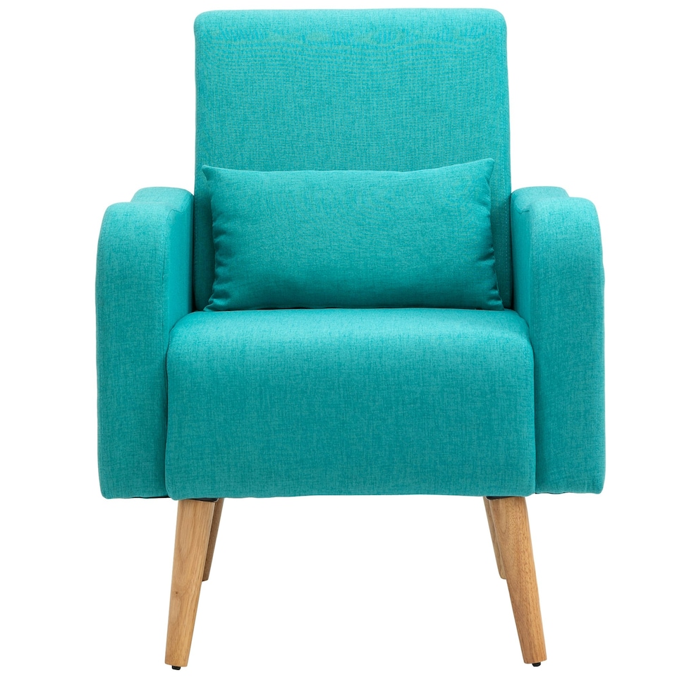 image 1 of HOMCOM Upholstered Leisure Lounge Sofa, Accent Chair with Pillow, Teal