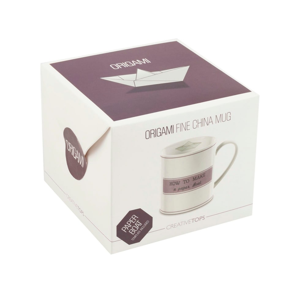image 1 of Creative Tops ‘Origami Boat’ DIY Boat-Themed Fine China Mug, 450 ml (16 fl oz) – Gift boxed | Multi