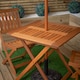 image 4 of Outdoor 2 Person Folding Square Wooden Garden Patio Dining Table Chairs Parasol and Base Set