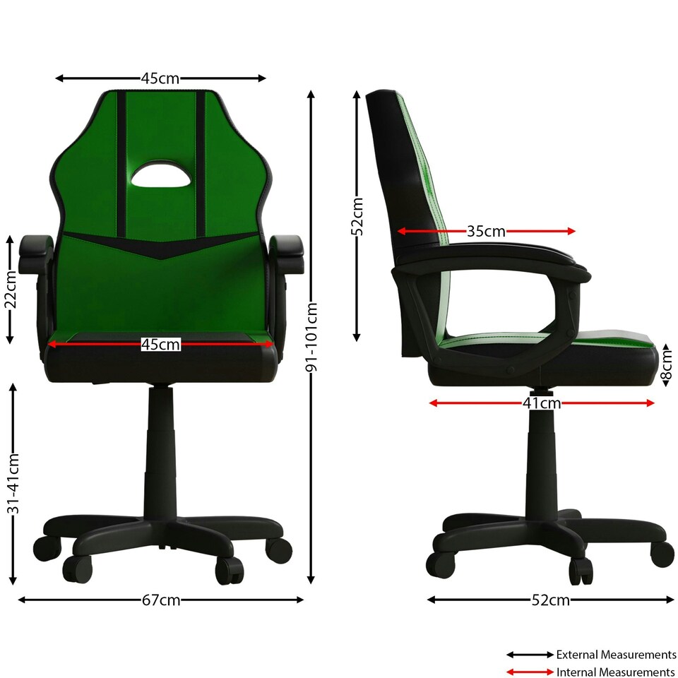 image 1 of Vida Designs Comet Racing Gaming Office Chair Computer Desk Table Chair, Green & Black