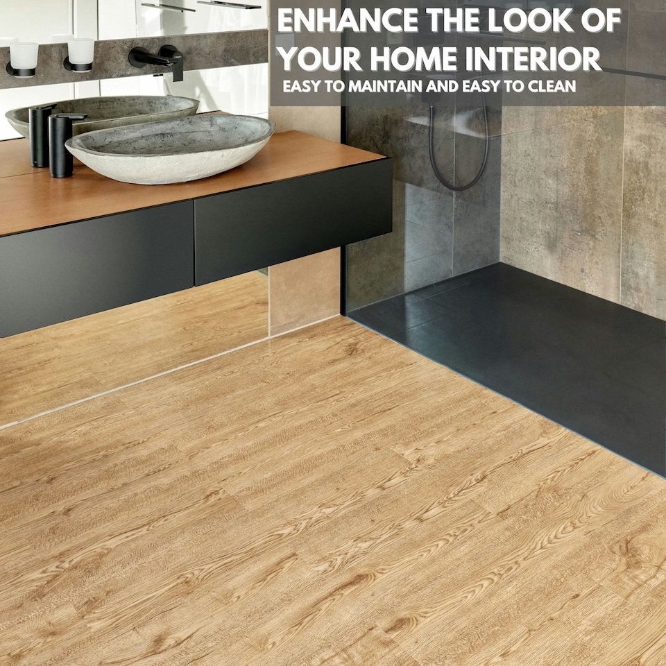 image 1 of NOVECRAFTO Self Adhesive Vinyl Floor Planks – Peel & Stick Flooring – Honey Oak Timber Touch Effect – Easy DIY Installation – Durable & Waterproof Tiles | Brown | 4.17 sqm