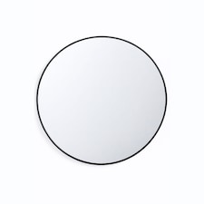 Neo 70cm Black Round Metal Frame Wall Mirror Float Glass HD Reflection Anti Rust Moisture Proof Wall Mounted Bathroom Bedroom Hallway Living Room Vanity | Black | Black