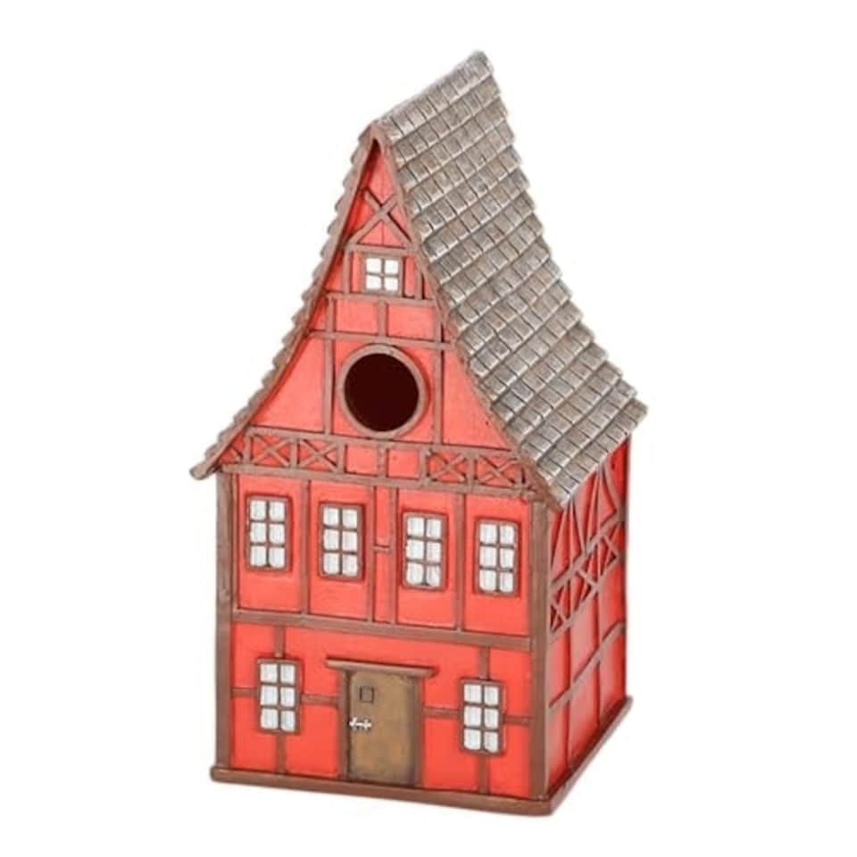 image 1 of Half-Timbered Bird House Decor Red