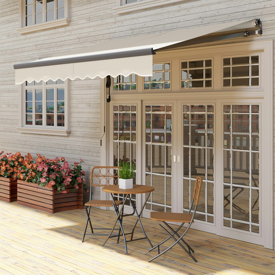 image 1 of Outsunny Electric Retractable Awning w/ Aluminium Frame Beige Cream | Beige