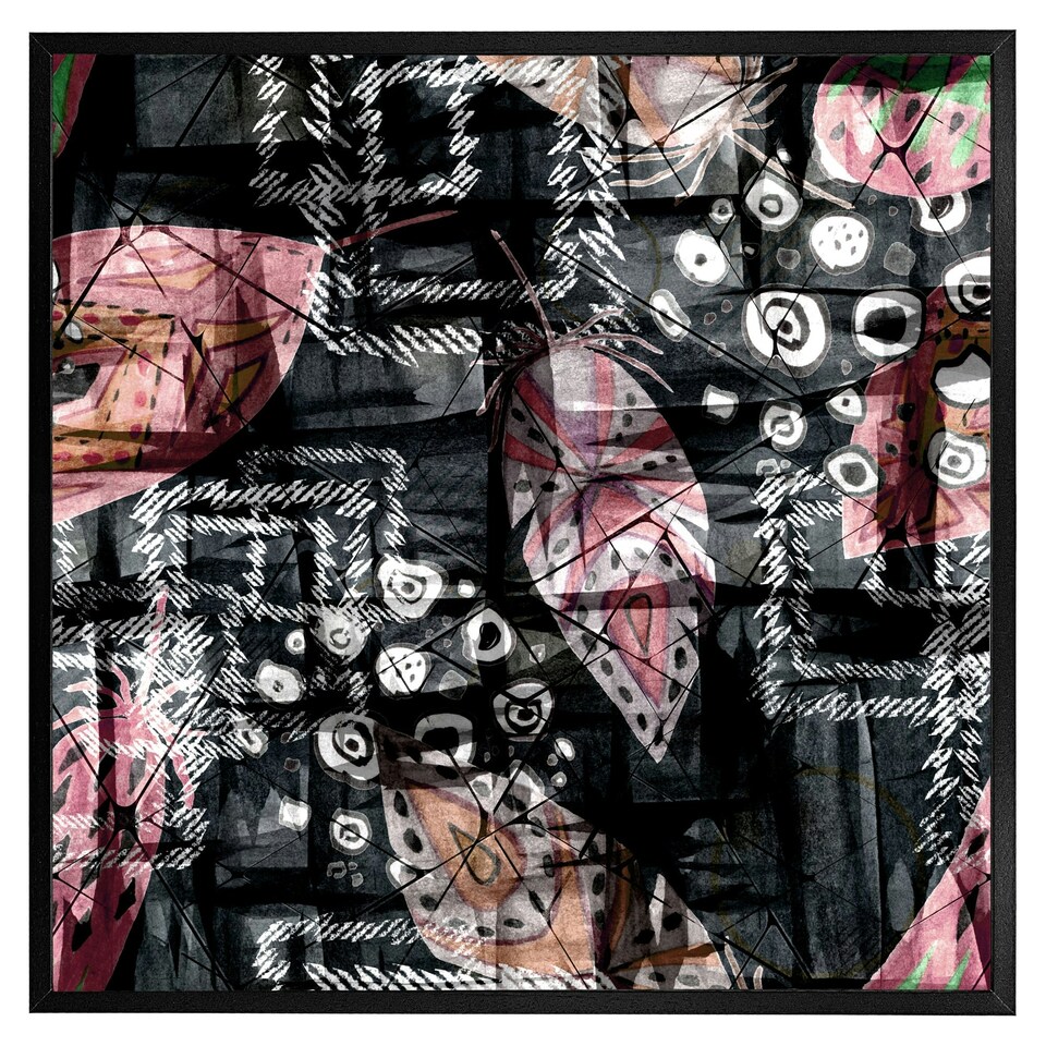 image 1 of Boho pattern with feathers (Picture Frame) Black | M