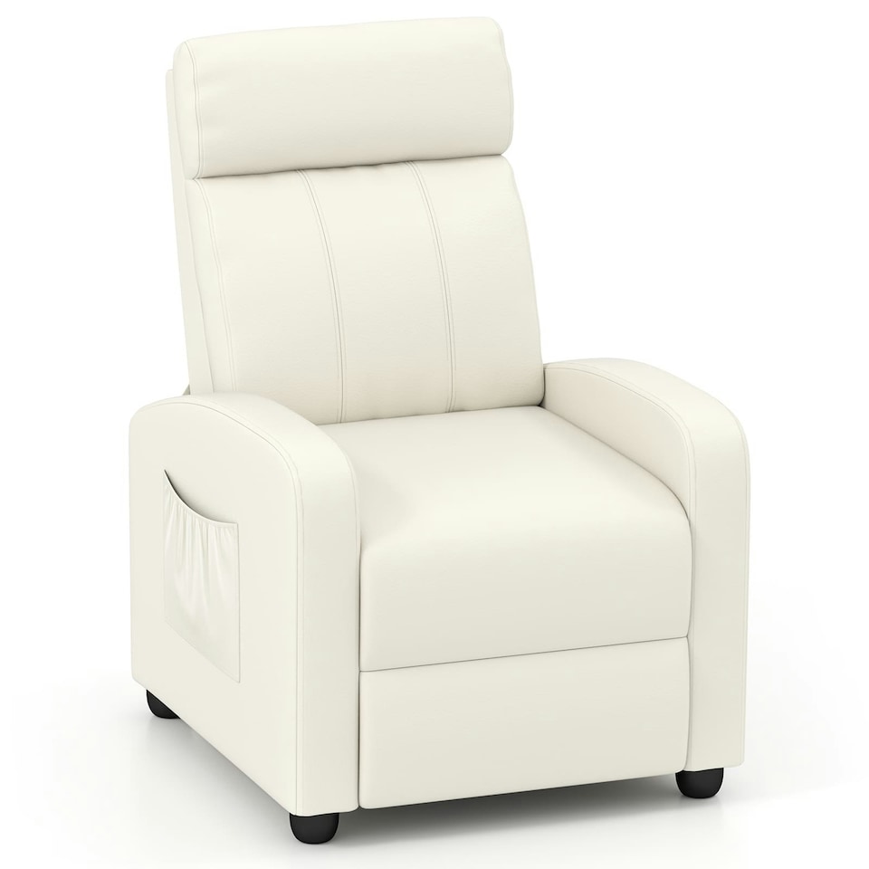 image 1 of COSTWAY Recliner Chair Single Sofa with Adjustable Backrest White White