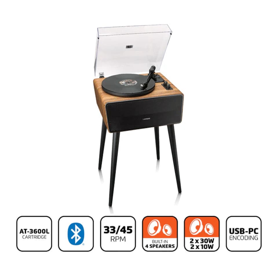 image 1 of LENCO LS-570OK - Record player with built-in speakers and Bluetooth - Record player on legs - Oakwood