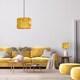 image 4 of Modern Shiny Ochre Crushed Velvet 10 Inch Table-Pendant Shade with Copper Inner | Yellow