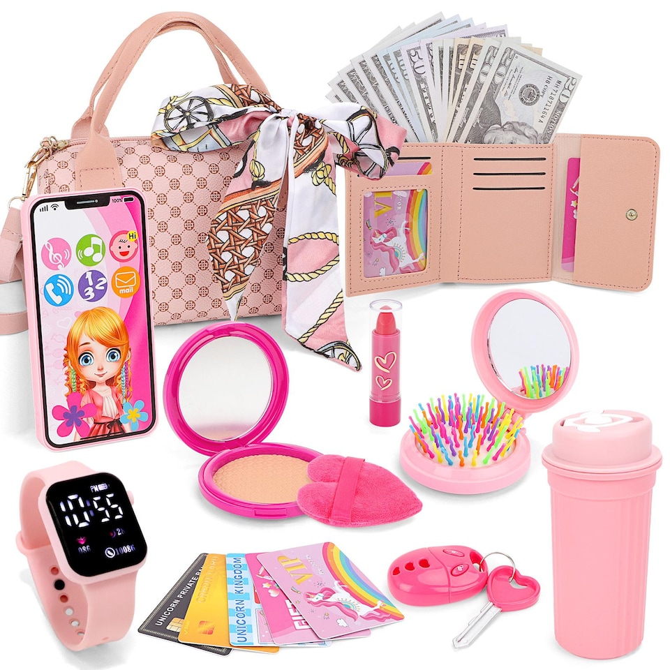 image 1 of Girls Pretend Play Handbag & Makeup Toy Set