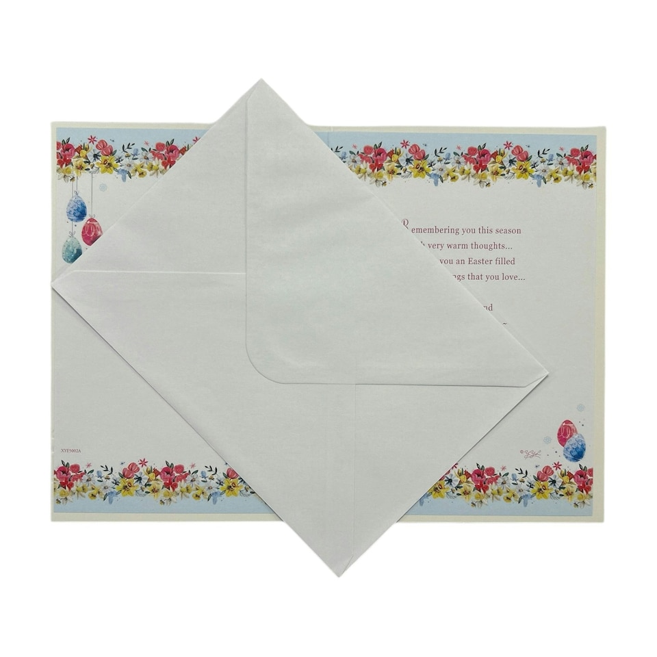 image 1 of Spring Flower Wreath Design Warm Wishes Easter Card