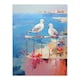 image 3 of Seagulls Seaside Birds By Beach Abstract Oil Pink Orange Black Framed Wall Art Print A4