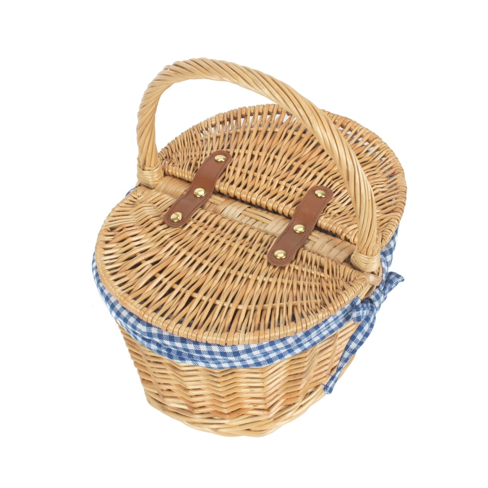 image 1 of Wicker Child's Oval Lined Lidded Picnic Basket | Brown | Brown | One Size