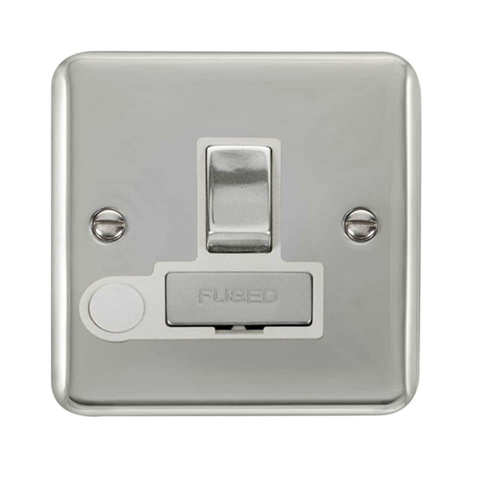 SE HOME Curved Polished Chrome 13A Fused Ingot Connection Unit Switched With Flex White | Polished Chrome