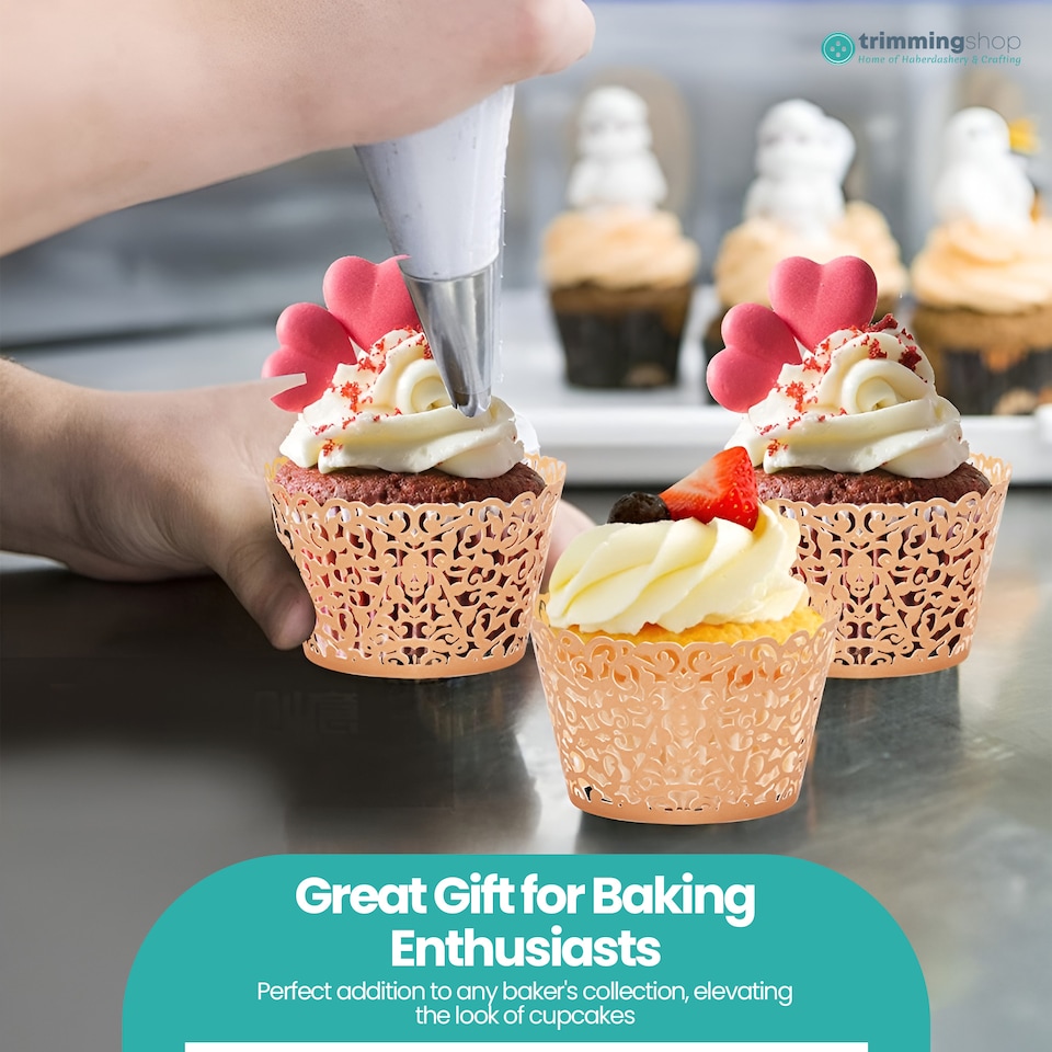 image 1 of Cupcake Wrappers Laser Cut Floral Design Paper Cup Holders - 25pcs
