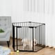 image 2 of PawHut Pet Safety Gate 5 Panels Playpen Metal Fence w/ Walk Through Door - Black