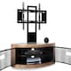 image 8 of Centurion Supports PANGEA Black/Oak Beam-Thru Curved True-Corner 32"-50" TV Cabinet with Mounting Arm Black | Oak